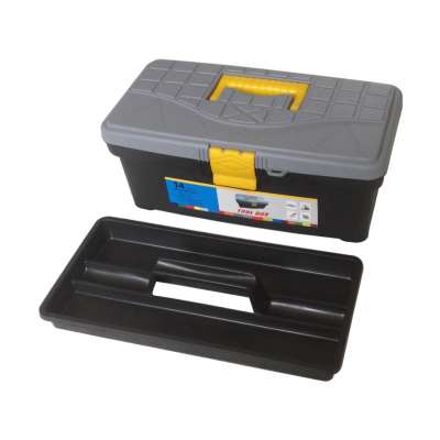 14 Inch PP Material Thicken Tool Box Gray&Black Strengthen Tools Case With Inner Layer