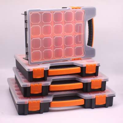 Plastic Portable Hardware and Craft Parts Organizer Large Orange Plastic Tool Case