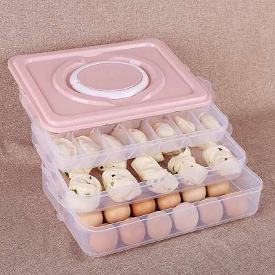 hot sale 3 layers pp material clear egg storage container kitchen dumplings organizer box