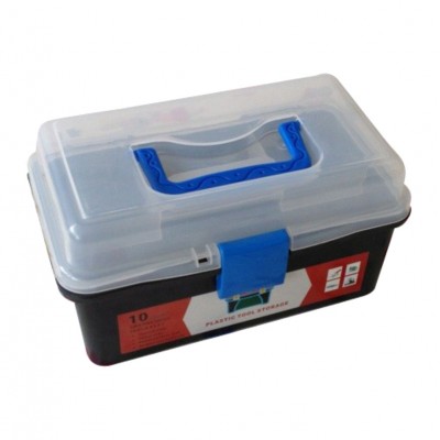 2 Layers Plastic Storage Box Portable Foldable Tools Organizer Box Multipurpose Jewelry Beads Storage Box with Handle